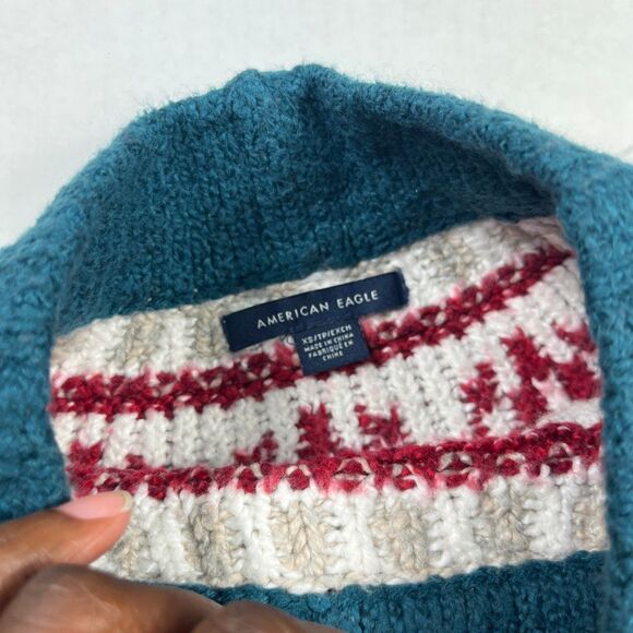 American Eagle Sweater Chunky Knit Sweater Fair Isle Nordic Holiday Pullover XS - Picture 7 of 10